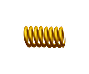 Golden metal springs in 3D realistic vector illustration isolated on white.