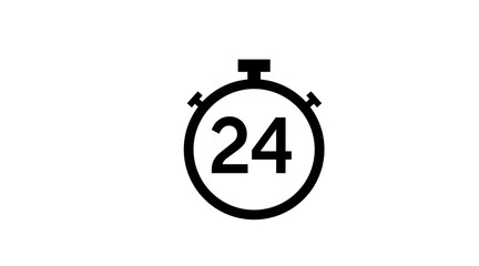 24 hours Icon or Logo. Vector isolated editable flat illustration