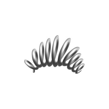 Curved metal steel spring template, realistic vector illustration isolated.