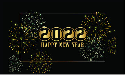 happy new year 2022 in shiny golden style 