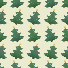 winter pattern with christmas tree with toys
