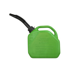 Gas can side view of green on white background, 3d render