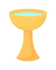 Golden goblet semi flat color vector object. Realistic item on white. Gold holy chalice for ceremonial ritual isolated modern cartoon style illustration for graphic design and animation