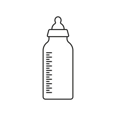 Line icon baby feeding bottle isolated on white background. Vector illustration.