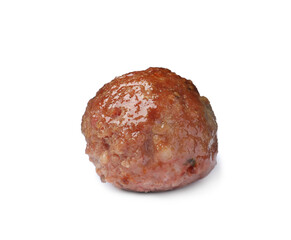 One tasty cooked meatball isolated on white