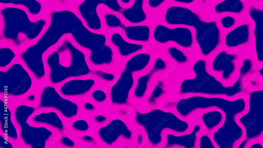 Poster top view of abstract liquid transforming texture, seamless loop. design. bright stains changing and 