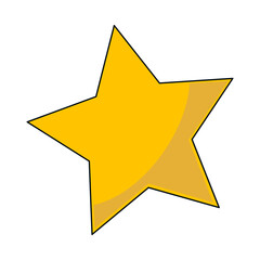 Christmas five point yellow star icon. Vector illustration on a white background