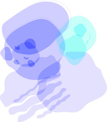 Vector hand drawn abstraction harmony, light blue colors, transparent minimalist spots, simple art