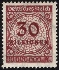 Postage stamps of the German Empire. Stamp printed in the German Empire. Stamp printed by German Empire.