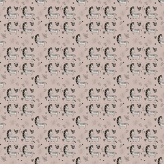 seamless pattern with  funny zebra hippie 