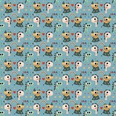 Seamless pattern with cute dinosaurs 