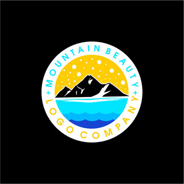 illustration of a mountain and sea logo vector image
