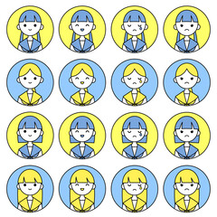 人物アイコンセット_女子高生表情