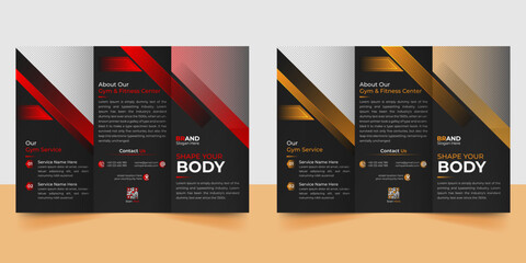 Abstract Fitness gym trifold brochure template