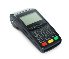 New modern payment terminal isolated on white