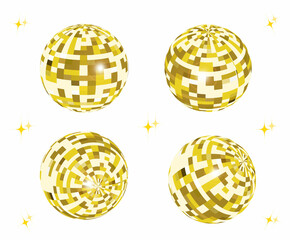 金色のミラーボール　イラスト素材
