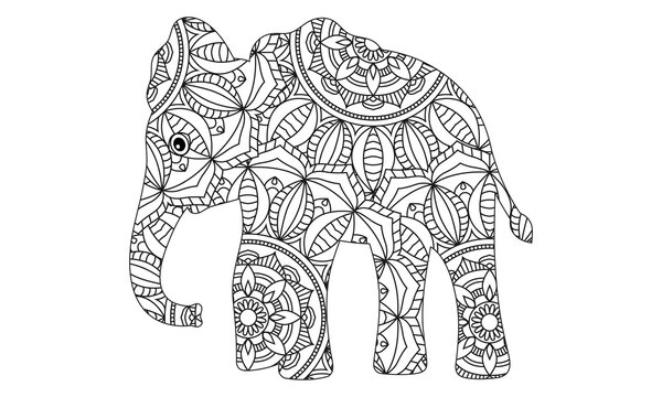 Elephant coloring page.coloring book .animal coloirng page	