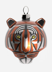Obraz premium Christmas tiger ball isolated 3d render illustration