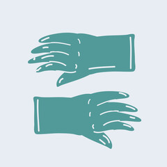 Vector illustration of Two green rubber gloves isolated on white background