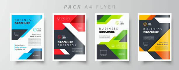 Flyer brochure design template set color, creative leaflet size A4, trend cover