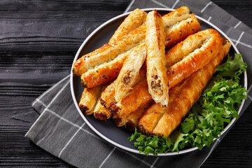 Rollini with chicken meat filling on a plate