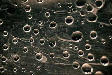 water drops on metal surface