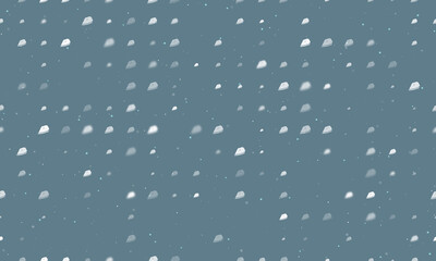 Seamless background pattern of evenly spaced white iron symbols of different sizes and opacity. Vector illustration on blue gray background with stars