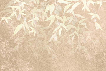 Digital mural, photo wallpaper for printing on paper with olive branches painted in watercolor . The contours of olive trees on a textured background. Interior decor