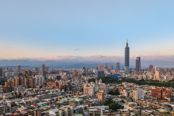 Panoramic view of Taipei City in taiwan at dusk