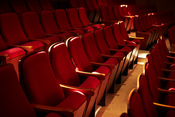 Fototapeta premium Rows of red seats in a concert hall