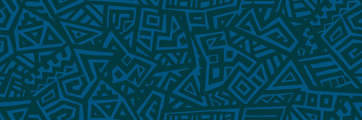Unique Geometric Vector Seamless Pattern made in ethnic style. Aztec textile print. African traditional design. Creative boho pattern. Perfect for site backgrounds, wrapping paper and fabric design. - obrazy, fototapety, plakaty