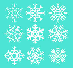 Naklejka na ściany i meble snowflakes white christmas winter vector illustration