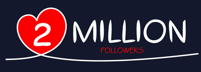 2000000 followers thank you celebration, 2 Million followers template design for social network and follower, Vector illustration.