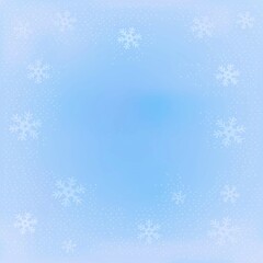 Christmas blue  background with snowflakes and central space for text. 