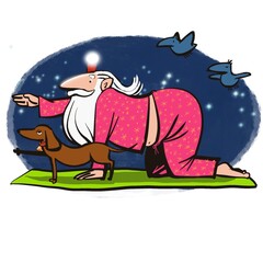 Weihnachtsmann macht yoga