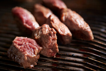 meat on the grill,barbecue ribs