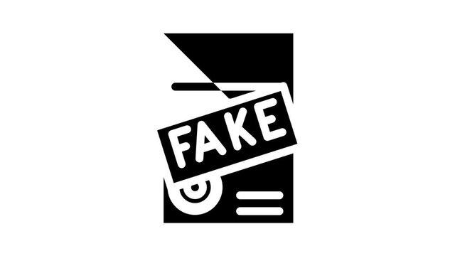 fake document animated glyph icon fake document sign. isolated on white background