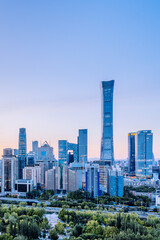 Fototapeta premium Dusk scenery of CBD buildings in Beijing, China
