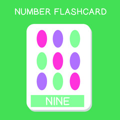 Cute number flashcards with geometric shapes set. Shapes Flashcards edition. Educational printable math flashcards. Vector illustration. 
