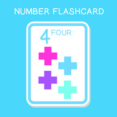 Cute number flashcards with geometric shapes set. Shapes Flashcards edition. Educational printable math flashcards. Vector illustration. 