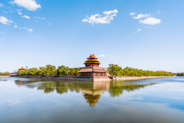 Sunny view of the corner tower of the Forbidden City, Beijing, China © Govan