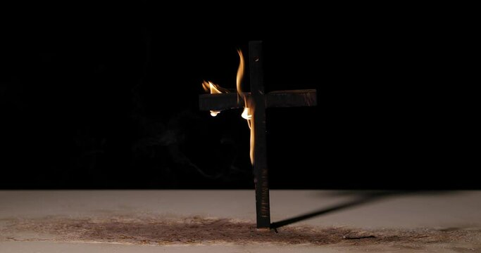 Burning cross at night