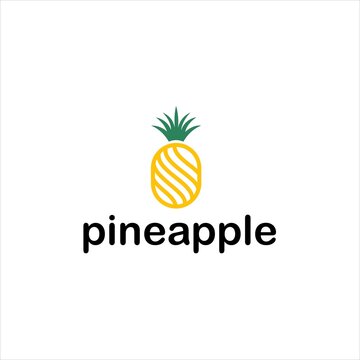 pineapple logo design, fresh fruit yellow vector