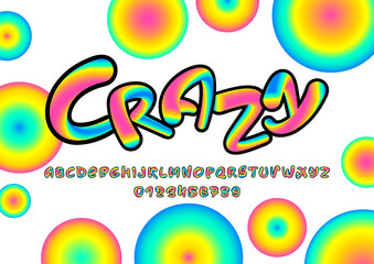 Multi colored cursive font, handwritten script alphabet, calligraphy cursive typeface, crazy vector hand drawn typeface