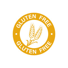 Gluten-free icon. Vector round icon isolated on a white background. Yellow icon with wheat spikelets