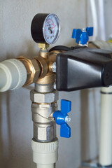 Standard house rainwater filter system. Water filtration. Osmosis deionization system. 