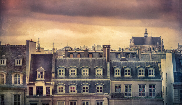 City rooftops, Paris, France