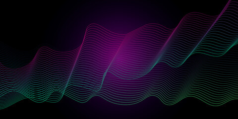 abstract background with lines Dark abstract background with a glowing abstract waves