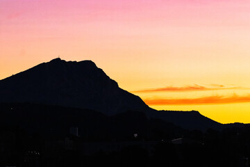 the Sainte Victoire mountain in the light of an autumn morning