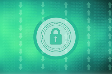 2d illustration Safety concept: Closed Padlock on digital background
